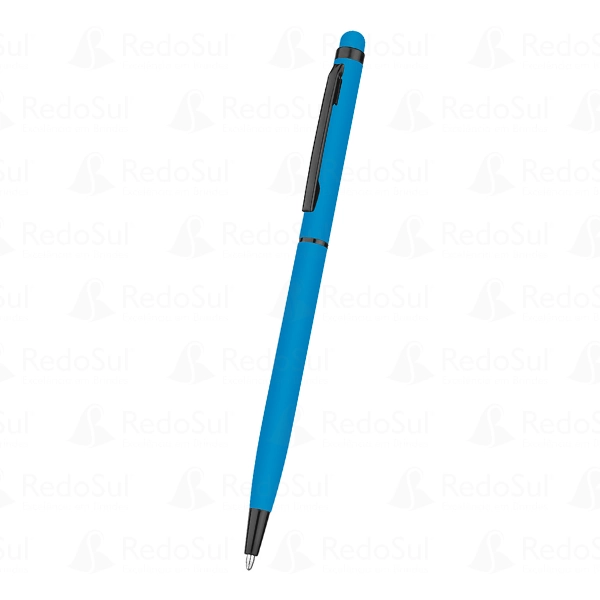 Caneta Metálica Personalizada com Ponta Touch Screen corpo emborrachado